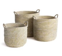 Online Designer Hallway/Entry Dahlia White Rivergrass Handled Baskets, Set of 3