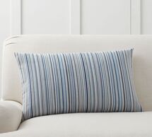 Online Designer Dining Room Lex Reversible Stripe Lumbar Pillow Cover, 16 x 26", Blue Multi