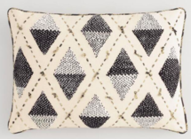 Online Designer Home/Small Office Black And Ivory Embroidered Diamond Lumbar Pillow