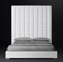 Online Designer Bedroom MODENA PANEL VERTICAL CHANNEL FABRIC PLATFORM BED