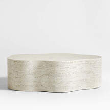 Online Designer Combined Living/Dining Fleur Faux Travertine Resin 52" Coffee Table