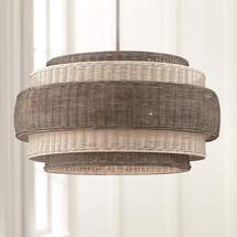 Online Designer Bathroom Montauck Bay 25 1/4"W Nickel w/ Rattan 5-Light Pendant Light