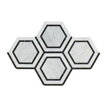 Online Designer Bathroom CARRARA WHITE HEXAGON WITH BLACK MARBLE