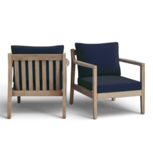 Online Designer Patio Amina Outdoor Solid Wood Acacia Chair with Cushions (Set of 2)