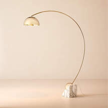 Online Designer Combined Living/Dining Venus Champagne Arc Floor Lamp with White Marble Base