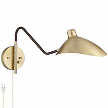 Online Designer Bedroom Colborne Brass and Black Plug-In Swing Arm Wall Lamp