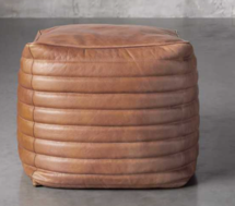 Online Designer Living Room Square Channel Leather Pouff