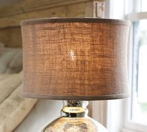 Online Designer Hallway/Entry BURLAP FLARED DRUM LAMP SHADE