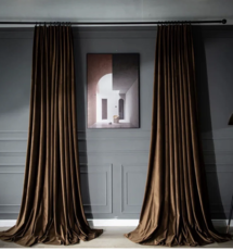 Online Designer Combined Living/Dining Luxurious Soft-Sheen Velvet Drapes for Living Room & Bedroom, in 55 Colors