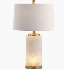 Online Designer Bedroom Tally Alabaster Table Lamp, White/Gold Leaf