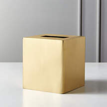 Online Designer Bathroom Elton Brushed Brass Tissue Box Cover