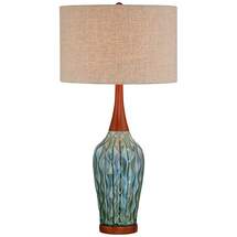 Online Designer Combined Living/Dining 360 Lighting Rocco 30" High Mid-Century Modern Blue Ceramic Table Lamp