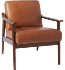 Online Designer Combined Living/Dining Mid-Century Leather Show Wood Chair
