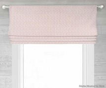 Online Designer Bathroom Lined Faux Roman Shade Valance; Modern Window Curtain Pink and White; Riverbed in Blush