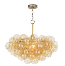 Online Designer Combined Living/Dining Bubbles Chandelier (Natural Brass with Amber Glass)