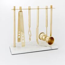 Online Designer Living Room Deco Barware Collection, Brass + Marble (Set of 4)