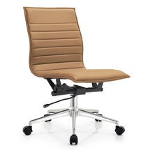 Online Designer Business/Office Lindholm Mid Century Modern Contemporary Ergonomic Office Chair Modern Wide Armless With Wheels Pads Arm Faux Leather Swivel Adjustable Executive Pads Seat