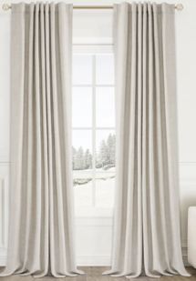 Online Designer Combined Living/Dining Graciella Thermal Insulated Faux Linen Textured 100% Blackout Curtains for Bedroom Living Room Back Tab/Rod Pocket (Set of 2)