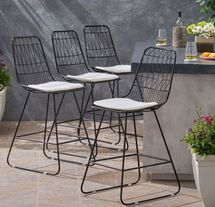 Online Designer Patio Anneke Modern Geometric 26.25" Patio Bar Stool (Set of 4)