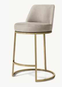 Online Designer Combined Living/Dining Emery Curved-Back Swivel Leather Bar & Counter Stool