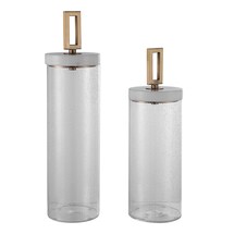 Online Designer Combined Living/Dining Clear Seeded Glass Containers, S/2