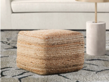 Online Designer Bedroom Cicero 18" Wide Square 100% Braided Jute Pouf Ottoman/Foot Stool by Jaipur Living