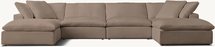 Online Designer Combined Living/Dining CLOUD MODULAR 6-PIECE U-CHAISE SECTIONAL - Classic depth and Washed Belgian Linen fabric - LATTE