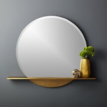 Online Designer Combined Living/Dining PERCH ROUND MIRROR WITH SHELF 36"