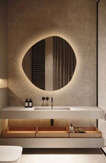 Online Designer Bathroom Irregular,Asymmetrical,Bathroom,Washbasin Led Mirror,Decorative Led Mirror,Aesthetic Led illuminated Bathroom Mirror,Led Lighted Mirro