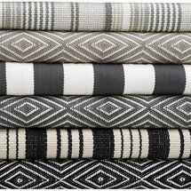 Online Designer Bedroom Diamond Geometric Handmade Flatweave Black Area Rug