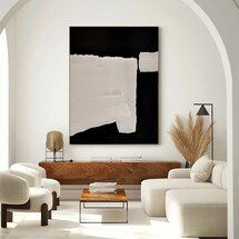 Online Designer Living Room Black White Painting Abstract Wall Art Large Black And White Painting White 3D Textured Wall Art White Textured Art Textured Painting
