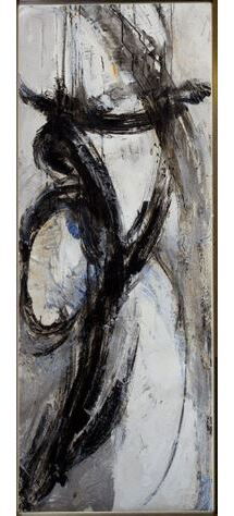 Online Designer Living Room Abstract Oil Painting, Black White Painting Geometric Art Zen Wall Art