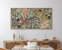 Online Designer Bedroom Abstract Green Botanical Flower Art Mid Century Modern Boho Wall Art Horizontal Art Decor