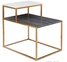 Online Designer Living Room 2 TONE GREY AND WHITE MARBLE SIDE TABLE