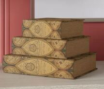 Online Designer Living Room World Map 3 Piece Leather Book Box Set