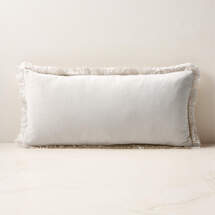 Online Designer Bedroom Bettie Warm White Velvet Lumbar Pillow With Down-Alternative Insert 23''X11''