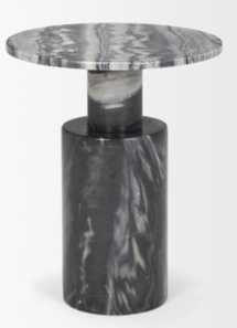 Online Designer Bathroom Taite Solid Dark Gray Marble Pedestal Accent Table