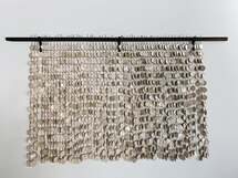 Online Designer Combined Living/Dining Ceramic Wall Hanging Large Scale Clay Disks, Hemp Twine, Home Decor, Minimal, Made to Order Custom Artwork, brackets/rod included