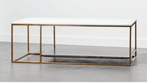 Online Designer Living Room 2 TONE GREY AND WHITE MARBLE COFFEE TABLE