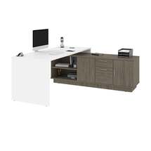 Online Designer Bedroom Bestar Equinox 72W L-Shaped Office Desk - White & Walnut grey