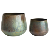 Online Designer Bedroom Jayleen Various Round Metal Planters with Oxidized Finish