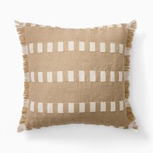 Online Designer Patio Outdoor Modern Block Fringe Pillow
