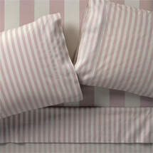 Online Designer Bedroom Riviera Plum Rose and Oatmeal Stripe 100% Organic Cotton Kids Queen Sheet Set