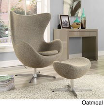Online Designer Home/Small Office Glove Wool 2-piece Lounge Chair and Ottoman Set