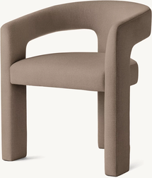 Online Designer Combined Living/Dining Inès Open-Back Fabric Dining Armchair - BELGIAN LINEN - LATTE