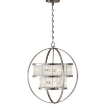 Candelabro de cristal con 6 luces en forma de orb de níquel cepillado de diseño en línea para el salón/comedor
