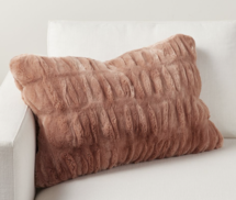 Online Designer Living Room Faur Fur Ruched Lumbar Pillow & Down Alternative Insert Bundle, 16 x 26", rose