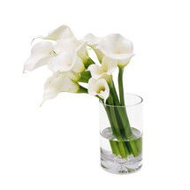 Online Designer Living Room Faux Lilies in Glass Vase