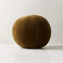 Online Designer Living Room Terre Olive Green Velvet Sphere Throw Pillow 12"