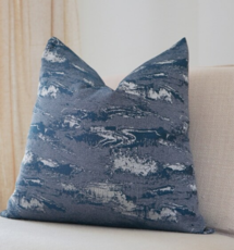 Online Designer Combined Living/Dining Abstract Patterned 18x18 Navy Blue Throw Pillow Cover with Optional Down Feather Insert, Luxury Living Bedroom Pillow, Designer Home Decor